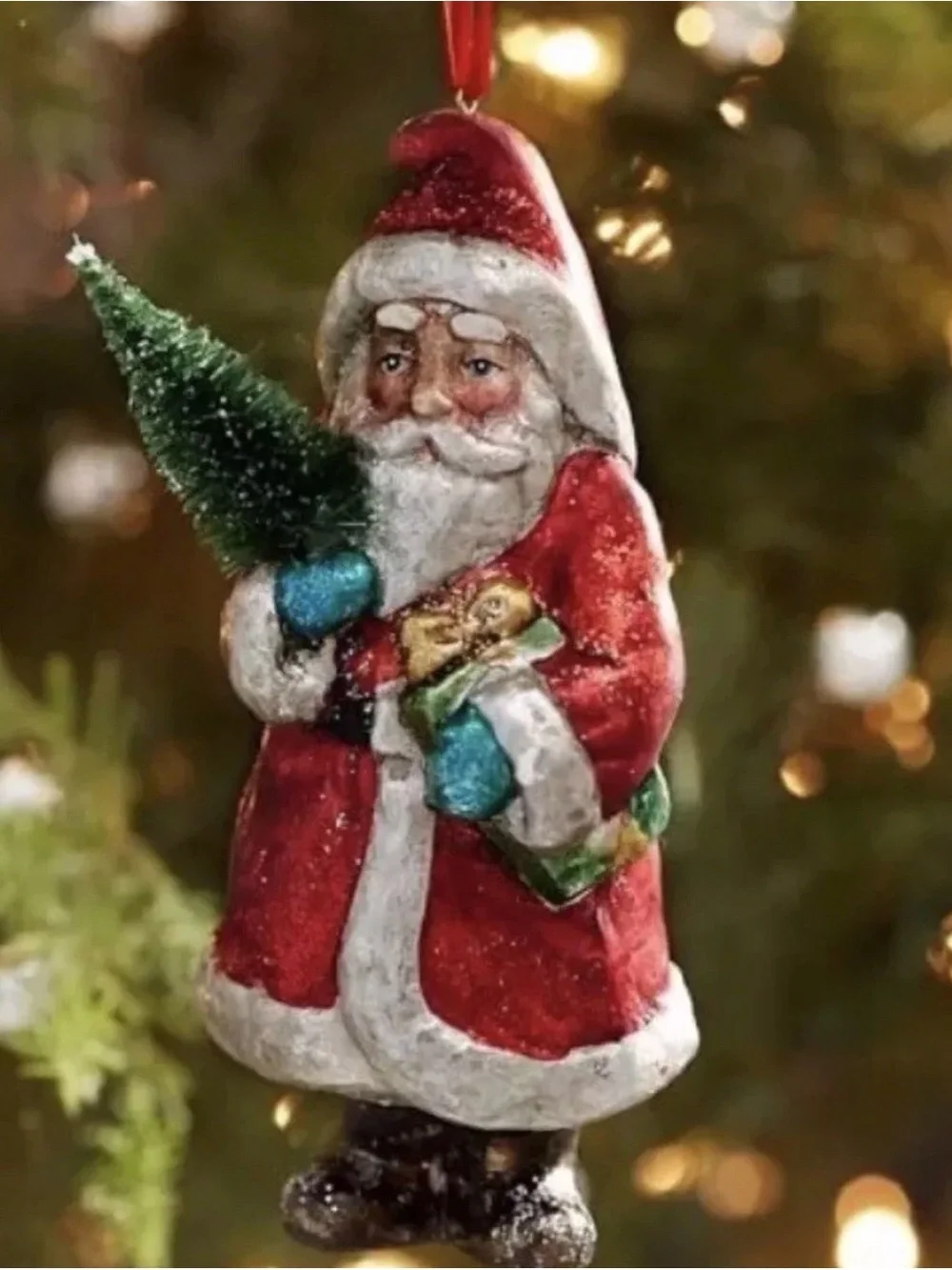Pottery Barn Mercury Glass Santa Ornament